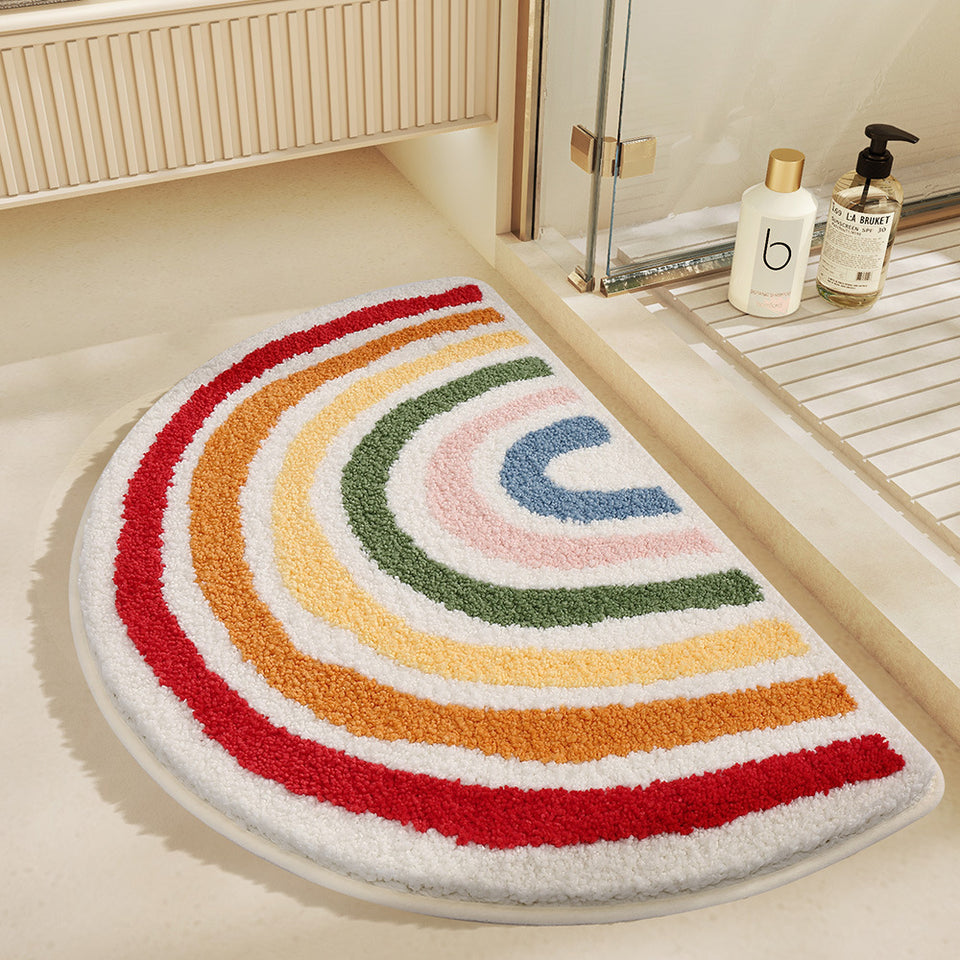 Bathroom Mats Household Bathroom Step Mat Semicircle Non-slip Carpet Door Mat